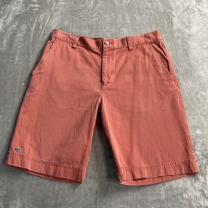Lacoste Shorts Mens 34 Pink Chino Cotton Logo Slash Pockets Summer Preppy